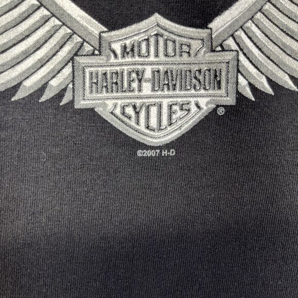 Harley Davidson T-Shirt Men’s 2XL Black USA Made 2007 Front Back Graphic Y2K - Picture 3 of 12